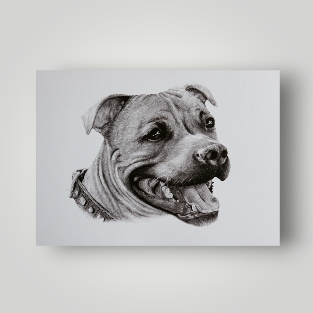 Staffordshirenbullterrieri-taideprintti (A4)